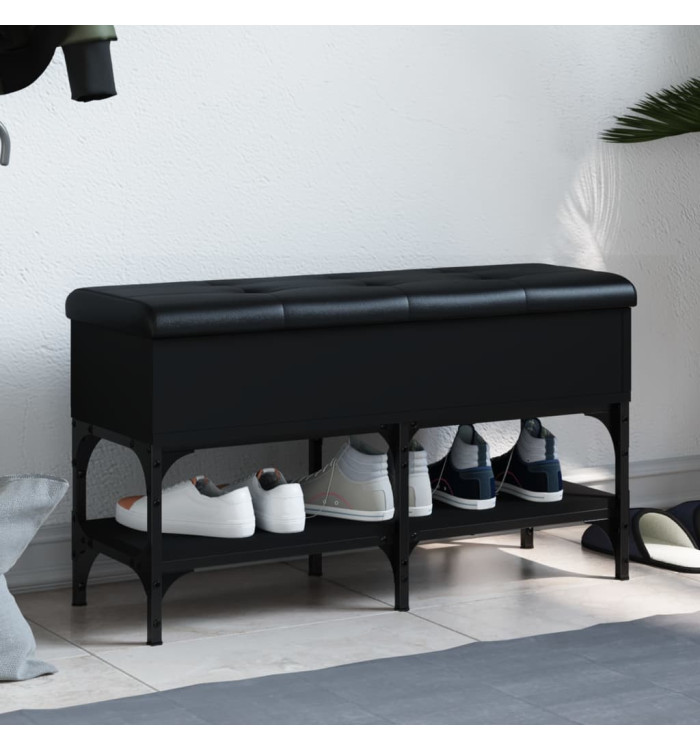 Banc à chaussures noir 82x32x45 cm bois d'ingénierie | Mobilier & Déco