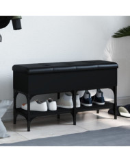 Banc à chaussures noir 82x32x45 cm bois d'ingénierie | Mobilier & Déco