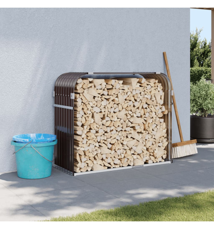 Porte-bûches marron 120x45x100 cm acier galvanisé | Mobilier & Déco