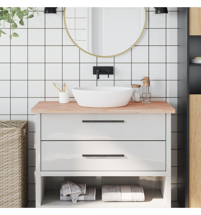 Comptoir de salle de bain 100x50x2,5 cm bois massif de hêtre | Mobilier & Déco
