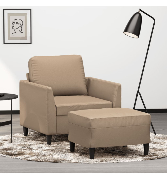 Fauteuil avec repose-pied Cappuccino 60 cm Similicuir | Mobilier & Déco