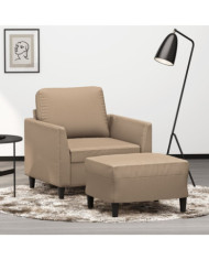 Fauteuil avec repose-pied Cappuccino 60 cm Similicuir | Mobilier & Déco
