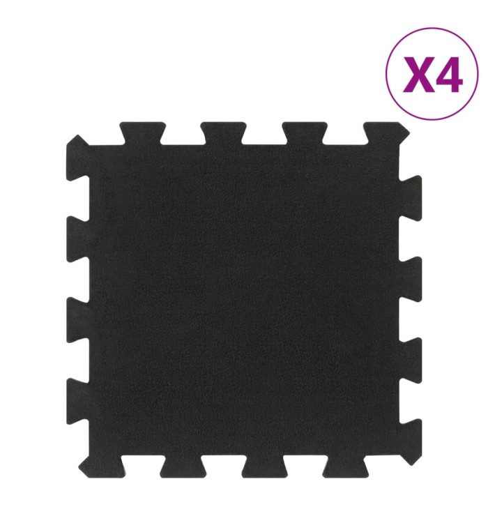 Carreaux de sol caoutchouc 4 pcs noir 16 mm 30x30 cm | Mobilier & Déco