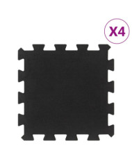 Carreaux de sol caoutchouc 4 pcs noir 16 mm 30x30 cm | Mobilier & Déco