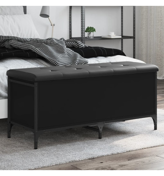 Banc de rangement noir 102x42x45 cm bois d'ingénierie | Mobilier & Déco