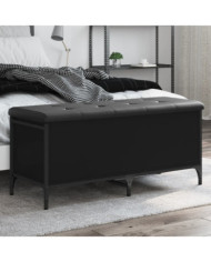 Banc de rangement noir 102x42x45 cm bois d'ingénierie | Mobilier & Déco