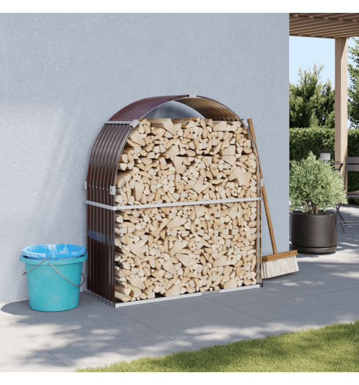 Porte-bûches marron 120x45x140 cm acier galvanisé | Mobilier & Déco