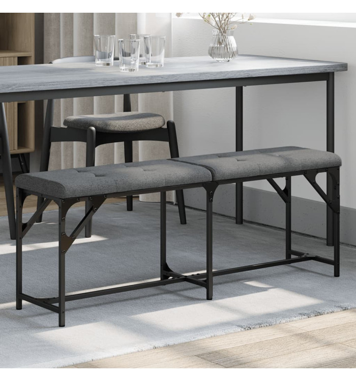 Banc à manger gris foncé 124x32x45 cm acier et tissu | Mobilier & Déco