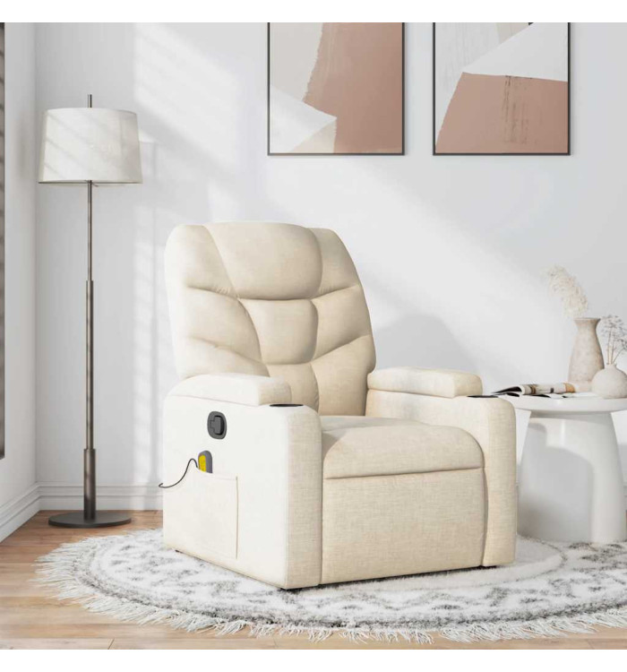 Fauteuil de massage inclinable Crème Tissu | Mobilier & Déco