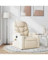 Fauteuil de massage inclinable Crème Tissu | Mobilier & Déco