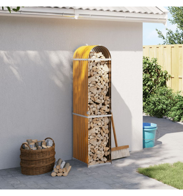 Porte-bûches marron clair 40x45x170 cm acier galvanisé | Mobilier & Déco
