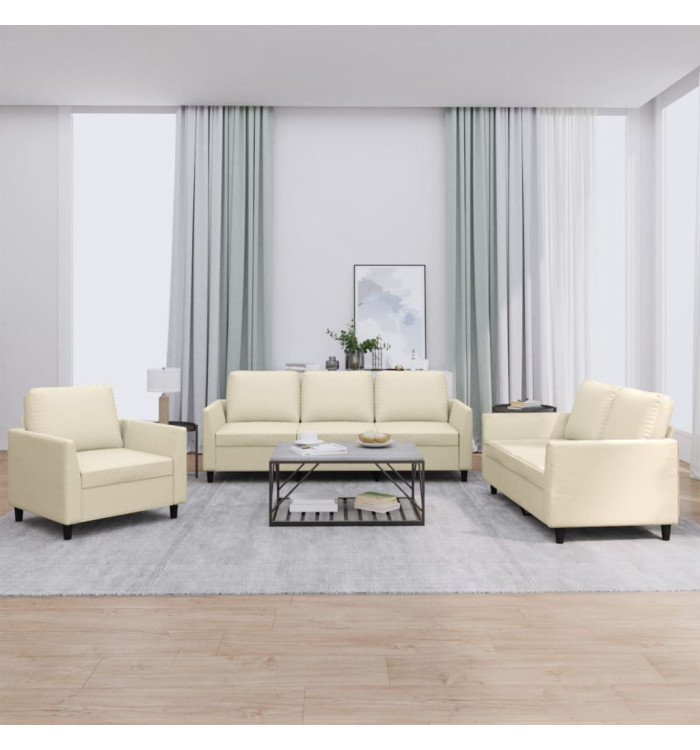 Ensemble de canapés 3 pcs avec coussins Crème Similicuir | Mobilier & Déco