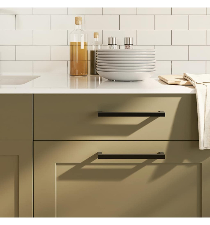 Poignées d'armoire 5 pcs noir 192 mm acier inoxydable | Mobilier & Déco