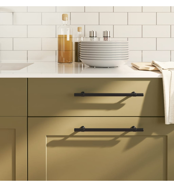 Poignées d'armoire 20 pcs noir 192 mm acier inoxydable | Mobilier & Déco
