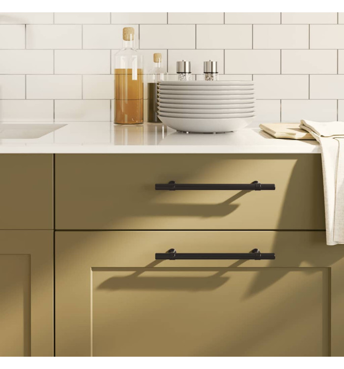 Poignées d'armoire 10 pcs noir 160 mm acier inoxydable | Mobilier & Déco