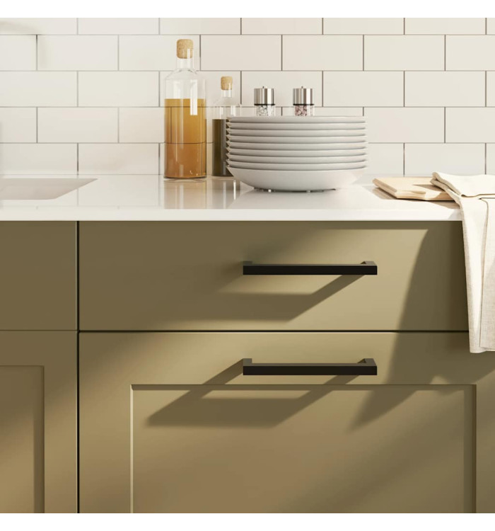 Poignées d'armoire 10 pcs noir 160 mm acier inoxydable | Mobilier & Déco