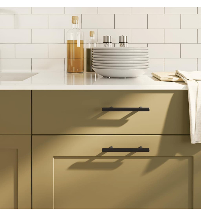 Poignées d'armoire 10 pcs noir 96 mm acier inoxydable | Mobilier & Déco