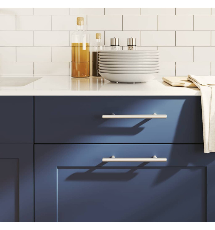 Poignées d'armoire 10 pcs argenté 128 mm acier inoxydable | Mobilier & Déco