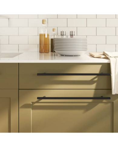 Poignées d'armoire 10 pcs noir 320 mm acier inoxydable | Mobilier & Déco