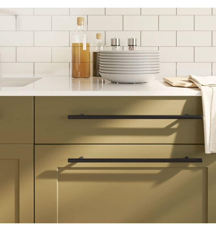 Poignées d'armoire 10 pcs noir 320 mm acier inoxydable | Mobilier & Déco
