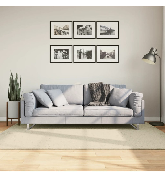 Tapis HUARTE à poils courts doux et lavable crème 140x200 cm | Mobilier & Déco
