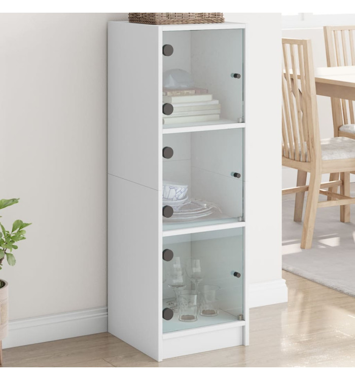 Buffet avec portes en verre blanc 35x37x109 cm | Mobilier & Déco