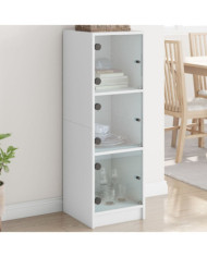 Buffet avec portes en verre blanc 35x37x109 cm | Mobilier & Déco