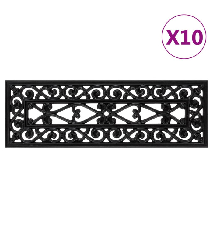 Marches d'escalier 10 pcs 25x75 cm caoutchouc | Mobilier & Déco