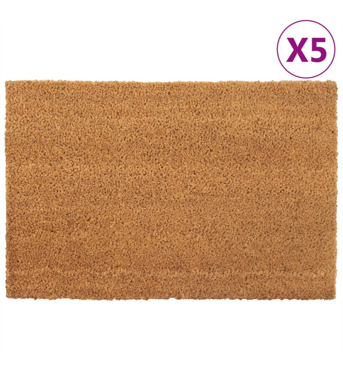 Tapis de porte 5 pcs naturel 40x60 cm fibre de coco touffeté | Mobilier & Déco