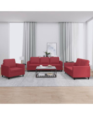 Ensemble de canapés 3 pcs et coussins Rouge bordeaux Similicuir | Mobilier & Déco