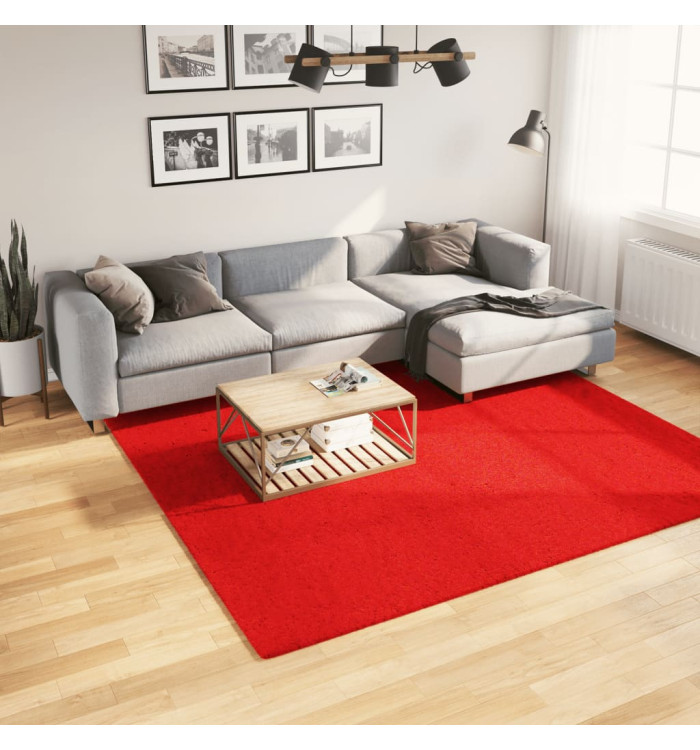 Tapis HUARTE à poils courts doux et lavable rouge 240x240 cm | Mobilier & Déco