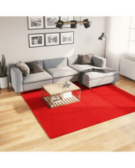 Tapis HUARTE à poils courts doux et lavable rouge 240x240 cm | Mobilier & Déco