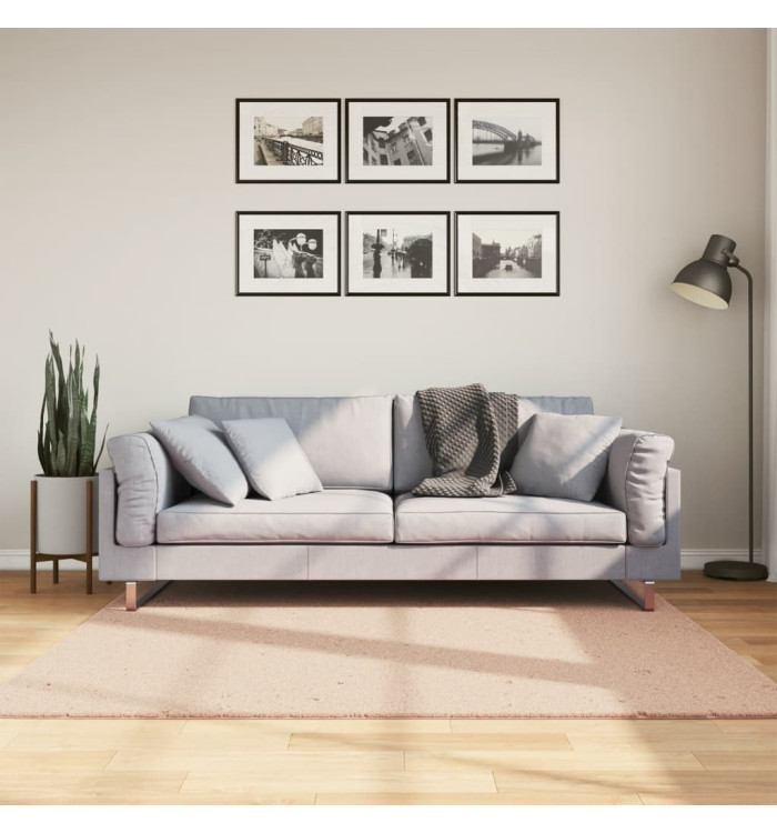 Tapis HUARTE à poils courts doux lavable rouge clair 160x160 cm | Mobilier & Déco
