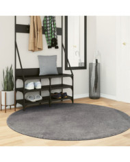 Tapis HUARTE à poils courts doux et lavable anthracite Ø 160 cm | Mobilier & Déco