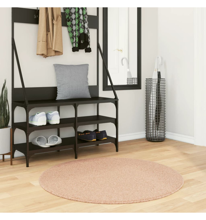 Tapis HUARTE à poils courts doux et lavable rouge clair Ø 100cm | Mobilier & Déco