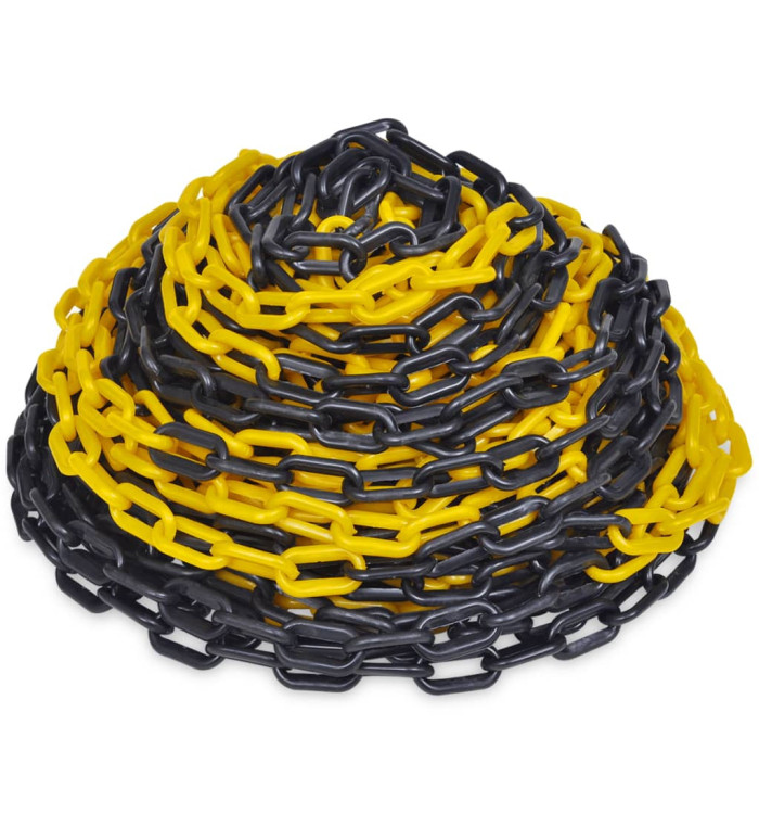 Chaîne d'avertissement 30 m Plastique Jaune et noir | Mobilier & Déco