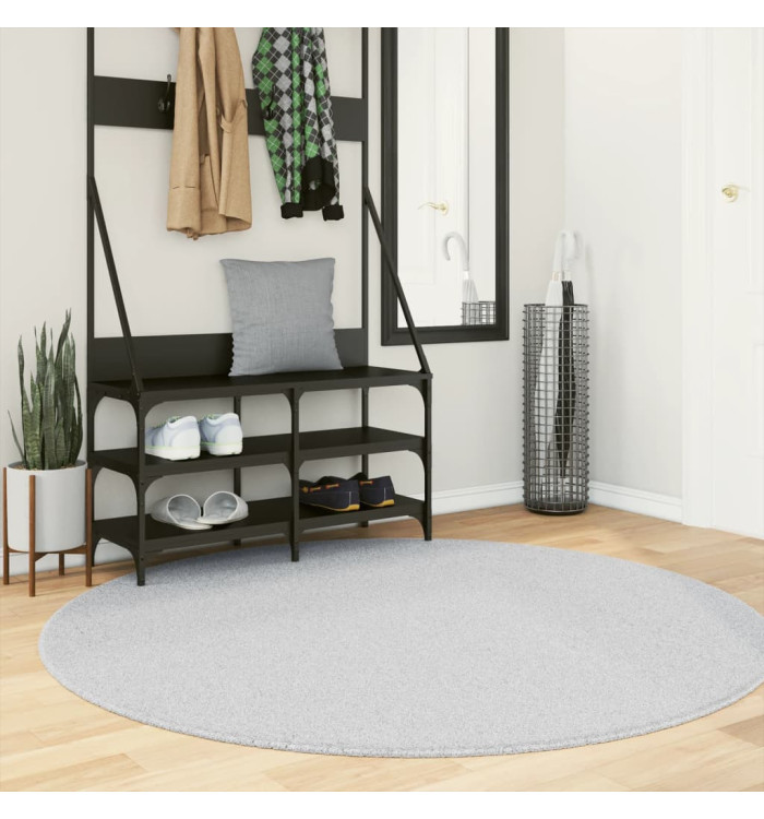 Tapis HUARTE à poils courts doux et lavable gris Ø 160 cm | Mobilier & Déco