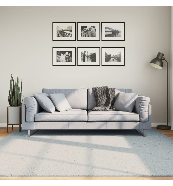 Tapis HUARTE à poils courts doux et lavable bleu 200x200 cm | Mobilier & Déco