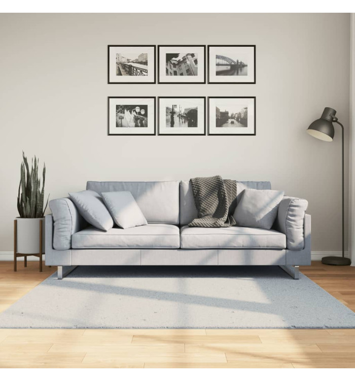 Tapis HUARTE à poils courts doux et lavable bleu 160x160 cm | Mobilier & Déco