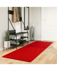 Tapis HUARTE à poils courts doux et lavable rouge 80x250 cm | Mobilier & Déco
