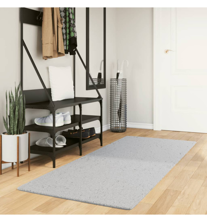 Tapis HUARTE à poils courts doux et lavable gris 80x200 cm | Mobilier & Déco