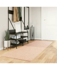 Tapis HUARTE à poils courts doux lavable rouge clair 80x250 cm | Mobilier & Déco