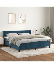 Sommier à lattes de lit et matelas Bleu foncé 160x200cm Velours | Mobilier & Déco