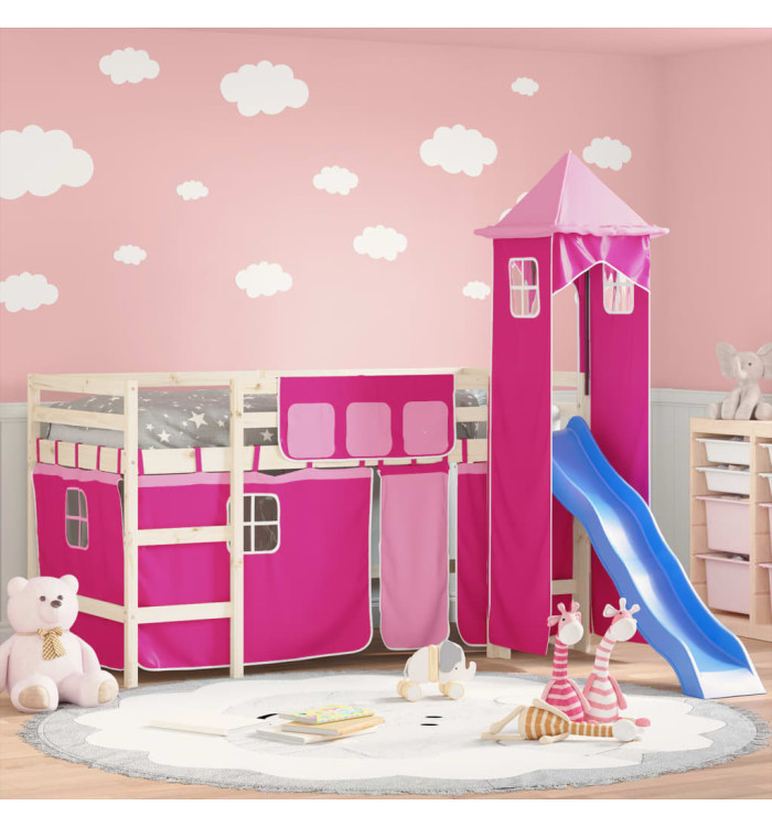 Rideaux pour lit mezzanine avec tour rose polyester | Mobilier & Déco