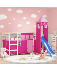 Rideaux pour lit mezzanine avec tour rose polyester | Mobilier & Déco