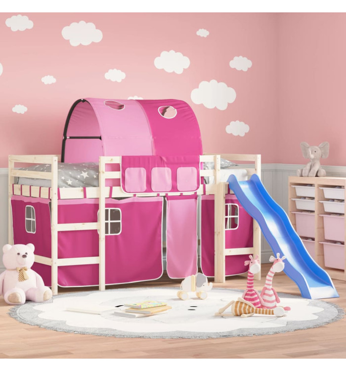 Rideaux pour lit mezzanine avec tunnel rose polyester | Mobilier & Déco