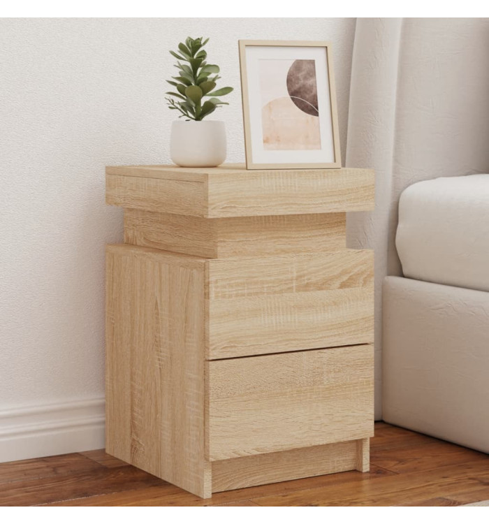 Table de chevet avec lumières LED chêne sonoma 35x39x55 cm | Mobilier & Déco