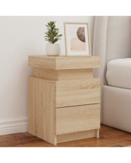 Table de chevet avec lumières LED chêne sonoma 35x39x55 cm | Mobilier & Déco
