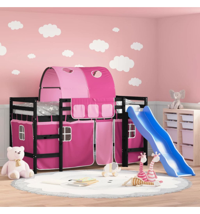 Lit mezzanine enfants avec tunnel sans matelas rose 90x200 cm | Mobilier & Déco