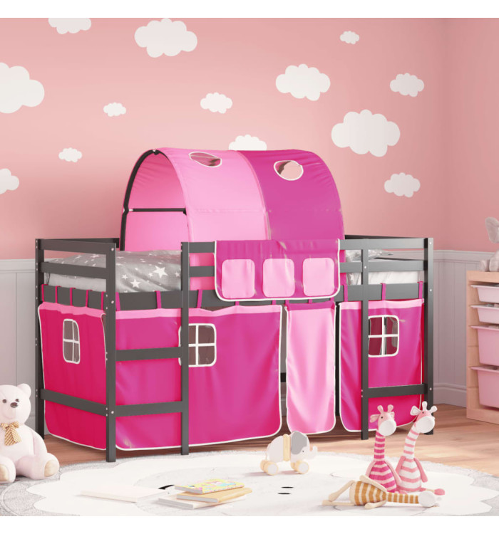 Lit mezzanine enfants avec tunnel sans matelas rose 90x200 cm | Mobilier & Déco